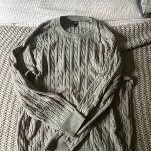 J. Crew Gray Cable Knit Crewneck Sweater